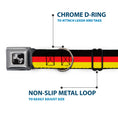 Load image into Gallery viewer, Dog Bone Seatbelt Buckle Collar - Stripes Black/Red/Yellow
