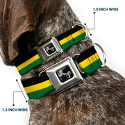 Dog Bone Seatbelt Buckle Collar - Stripes Black/Yellow/Green