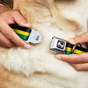 Dog Bone Seatbelt Buckle Collar - Stripes Black/Yellow/Green