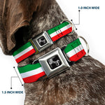 Dog Bone Seatbelt Buckle Collar - Stripes Green/White/Red