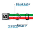 Load image into Gallery viewer, Dog Bone Seatbelt Buckle Collar - Stripes Green/White/Red
