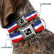 Dog Bone Seatbelt Buckle Collar - Stripes Blue/White/Red