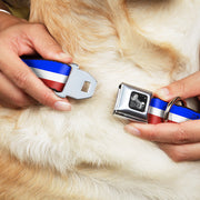 Dog Bone Seatbelt Buckle Collar - Stripes Blue/White/Red