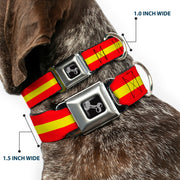 Dog Bone Seatbelt Buckle Collar - Stripes Red/Yellow/Red