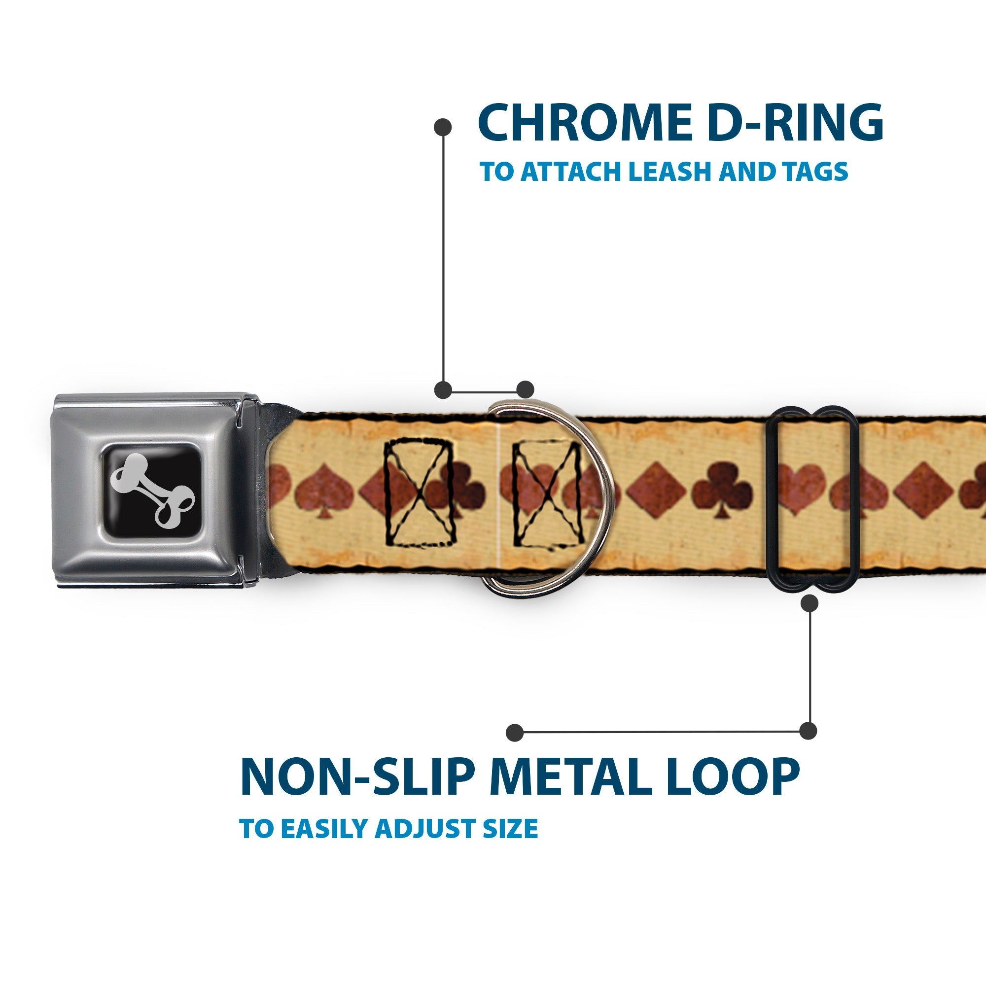 Dog Bone Seatbelt Buckle Collar - Suits Tan Stone
