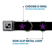 Dog Bone Seatbelt Buckle Collar - Star Black/Purple