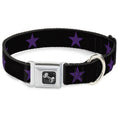 Load image into Gallery viewer, Dog Bone Seatbelt Buckle Collar - Star Black/Purple
