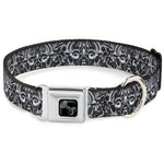 Dog Bone Black/Silver Seatbelt Buckle Collar - Sleeve Skulls Black/Gray