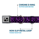 Dog Bone Seatbelt Buckle Collar - Sleeve Skulls Black/Purple