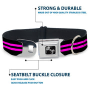 Dog Bone Seatbelt Buckle Collar - Stripe Black/Pink