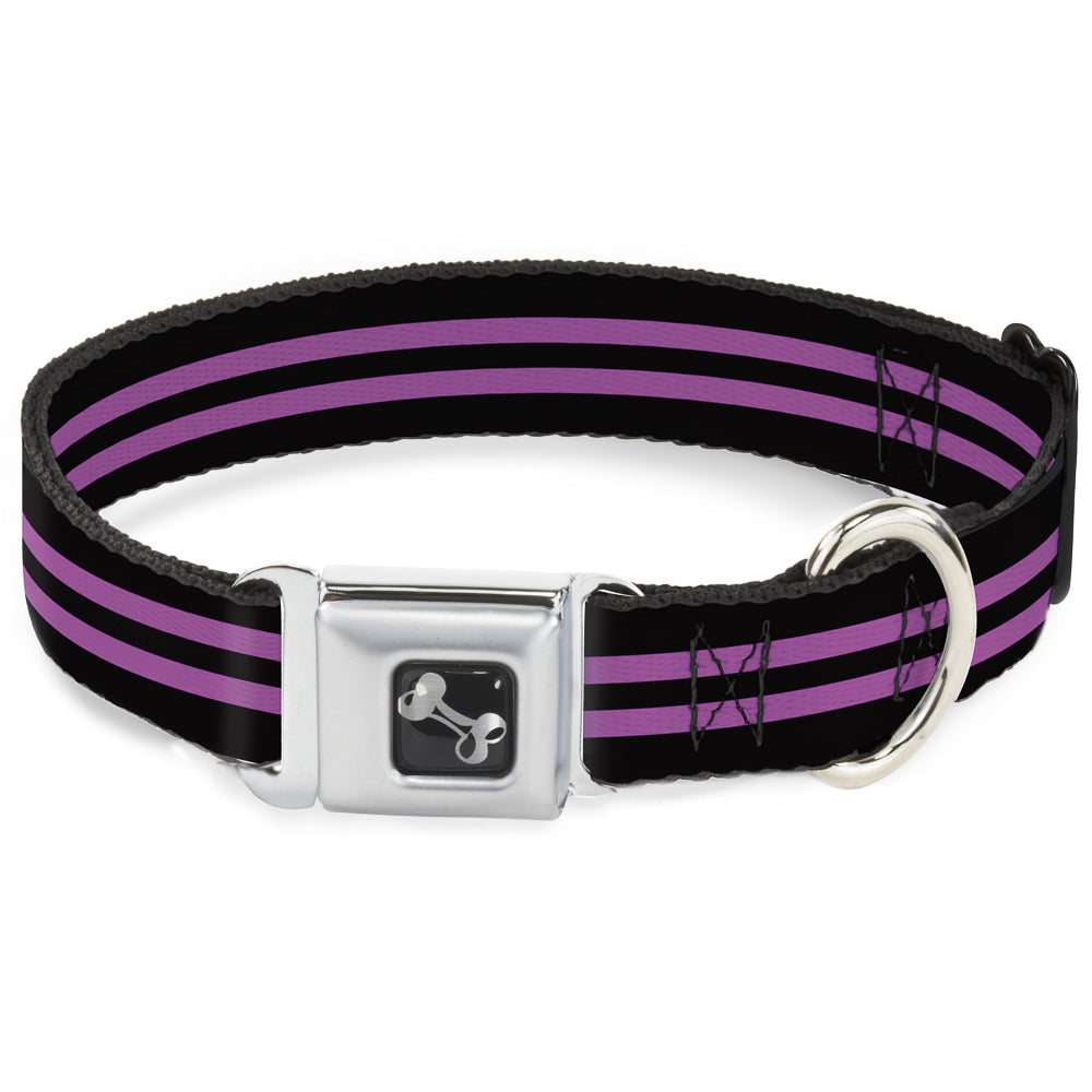 Dog Bone Seatbelt Buckle Collar - Stripe Black/Pink