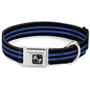 Dog Bone Seatbelt Buckle Collar - Stripe Black/Blue
