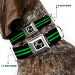 Dog Bone Seatbelt Buckle Collar - Stripe Black/Green