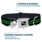 Dog Bone Seatbelt Buckle Collar - Stripe Black/Green