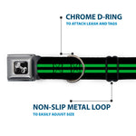 Dog Bone Seatbelt Buckle Collar - Stripe Black/Green