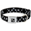 Load image into Gallery viewer, Dog Bone Seatbelt Buckle Collar - Scribble Checker Black/White
