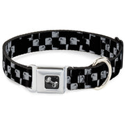 Dog Bone Seatbelt Buckle Collar - Scribble Checker Black/White