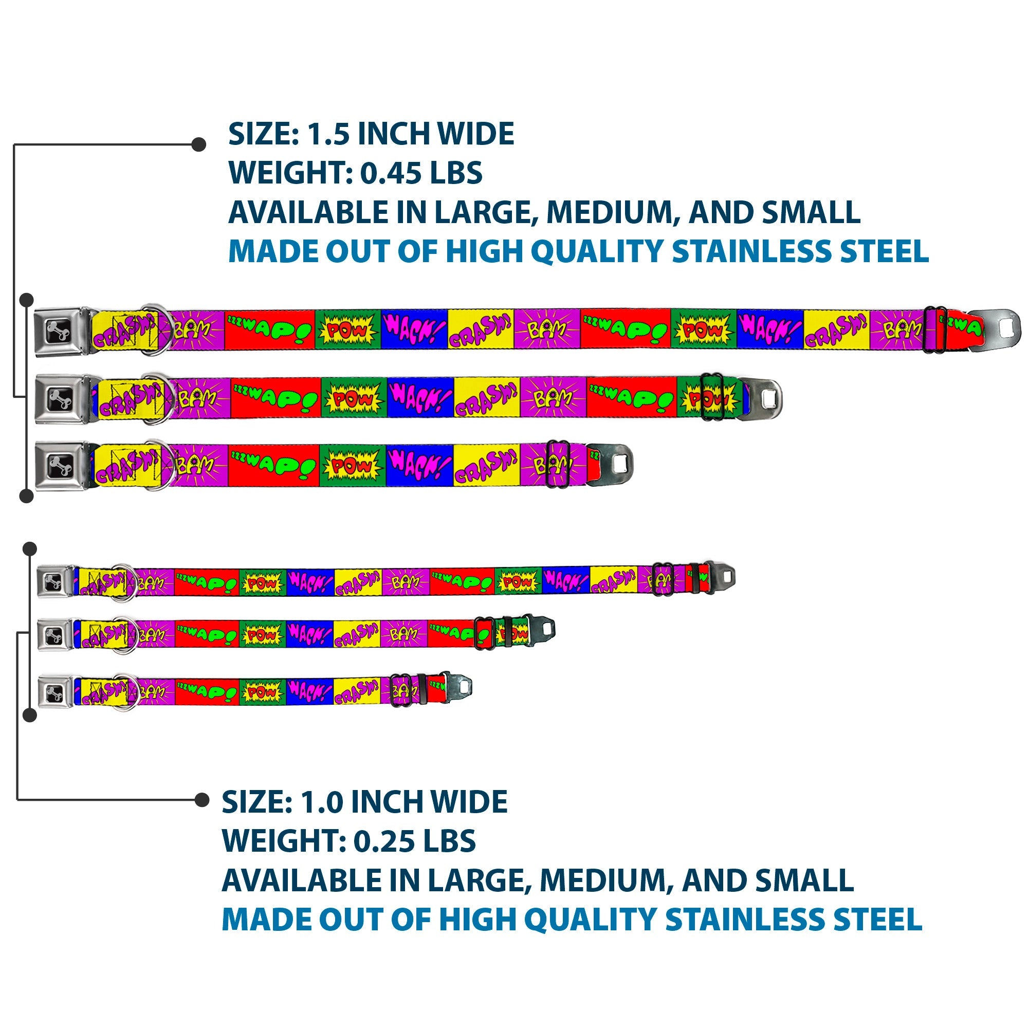 Dog Bone Seatbelt Buckle Collar - Sound Effect Blocks Multi Color