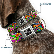 Dog Bone Seatbelt Buckle Collar - Sound Effect Checkers Multi Color