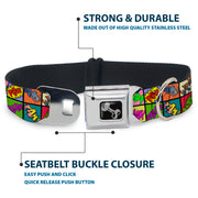 Dog Bone Seatbelt Buckle Collar - Sound Effect Checkers Multi Color