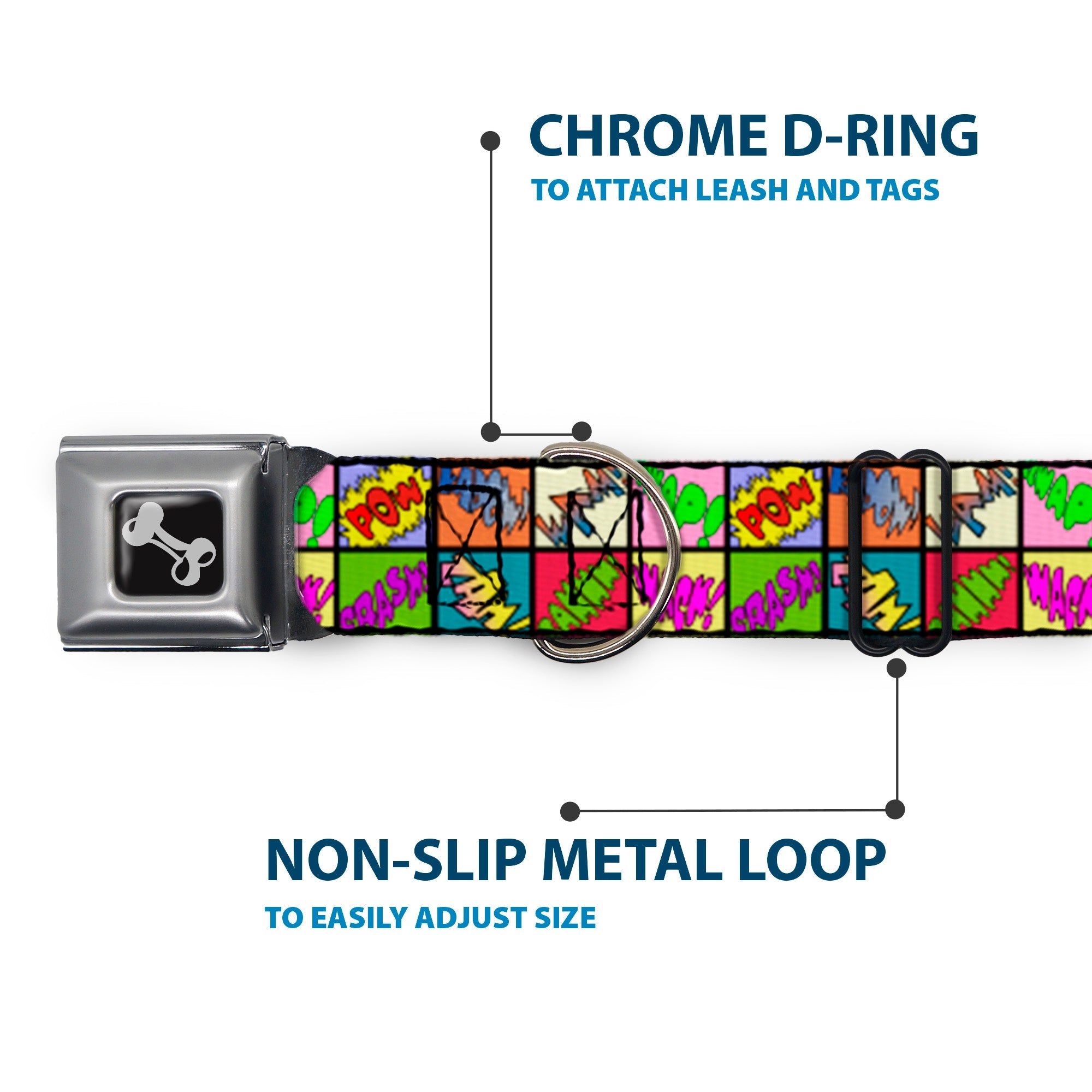 Dog Bone Seatbelt Buckle Collar - Sound Effect Checkers Multi Color