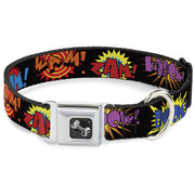 Dog Bone Seatbelt Buckle Collar - Sound Effects Black/Multi Color