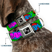 Dog Bone Seatbelt Buckle Collar - Sound Effects Green/Multi Color