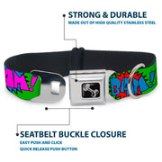 Dog Bone Seatbelt Buckle Collar - Sound Effects Green/Multi Color