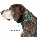 Dog Bone Seatbelt Buckle Collar - Scribble Stripes Blue/Green/White