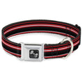 Load image into Gallery viewer, Dog Bone Seatbelt Buckle Collar - Stripes Red/Black/White

