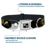 Dog Bone Seatbelt Buckle Collar - Sugar Skulls Black/Olive/Burgundy
