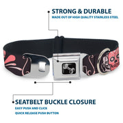 Dog Bone Seatbelt Buckle Collar - Sugar Skulls Gray/Pink