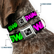 Dog Bone Seatbelt Buckle Collar - SWAGG Black/Hot Pink/Turquoise/Purple/Neon Green