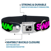 Dog Bone Seatbelt Buckle Collar - SWAGG Black/Hot Pink/Turquoise/Purple/Neon Green