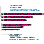 Dog Bone Seatbelt Buckle Collar - Safety Pins Black/Fuchsia