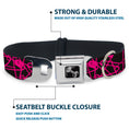 Load image into Gallery viewer, Dog Bone Seatbelt Buckle Collar - Safety Pins Black/Fuchsia
