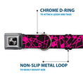 Load image into Gallery viewer, Dog Bone Seatbelt Buckle Collar - Safety Pins Black/Fuchsia
