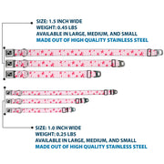 Dog Bone Seatbelt Buckle Collar - Sketch Stars w/Stripes Pink/White/Fuchsia