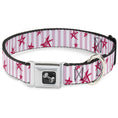 Load image into Gallery viewer, Dog Bone Seatbelt Buckle Collar - Sketch Stars w/Stripes Pink/White/Fuchsia
