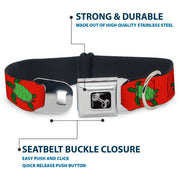 Dog Bone Seatbelt Buckle Collar - Sea Turtles Red/Green