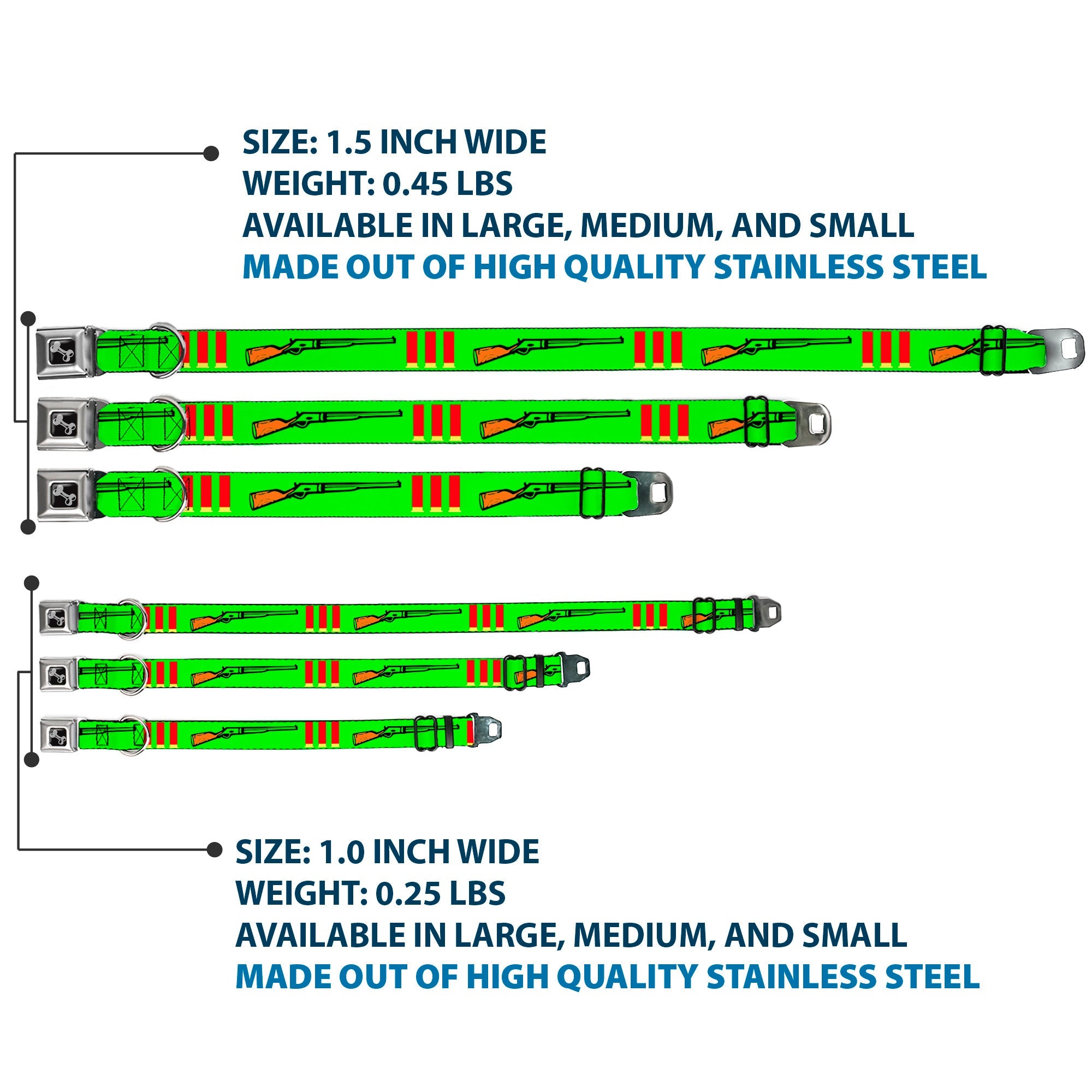 Buckle-Down Seatbelt Buckle Dog Collar - Shotgun & Shells Green