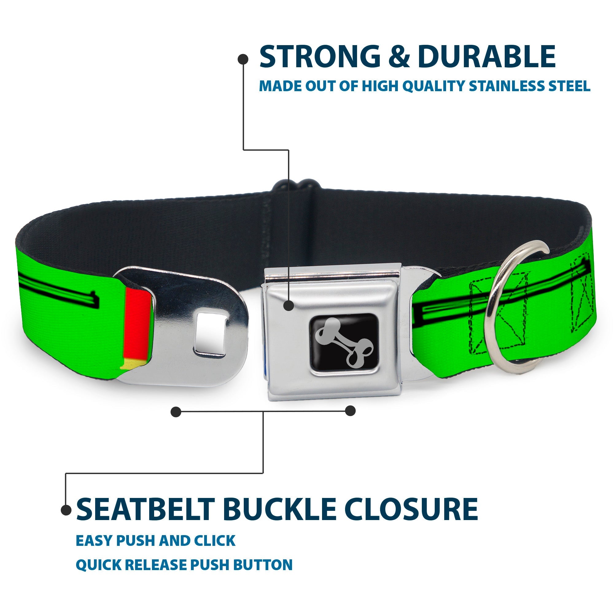 Buckle-Down Seatbelt Buckle Dog Collar - Shotgun & Shells Green