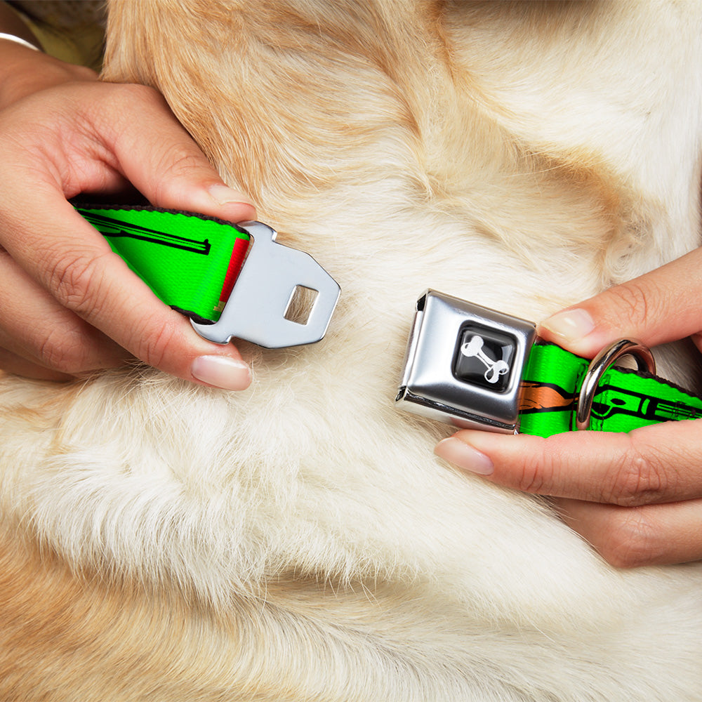 Buckle-Down Seatbelt Buckle Dog Collar - Shotgun & Shells Green