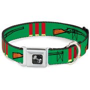 Buckle-Down Seatbelt Buckle Dog Collar - Shotgun & Shells Green