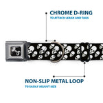 Dog Bone Seatbelt Buckle Collar - Tilted Skulls Black/White