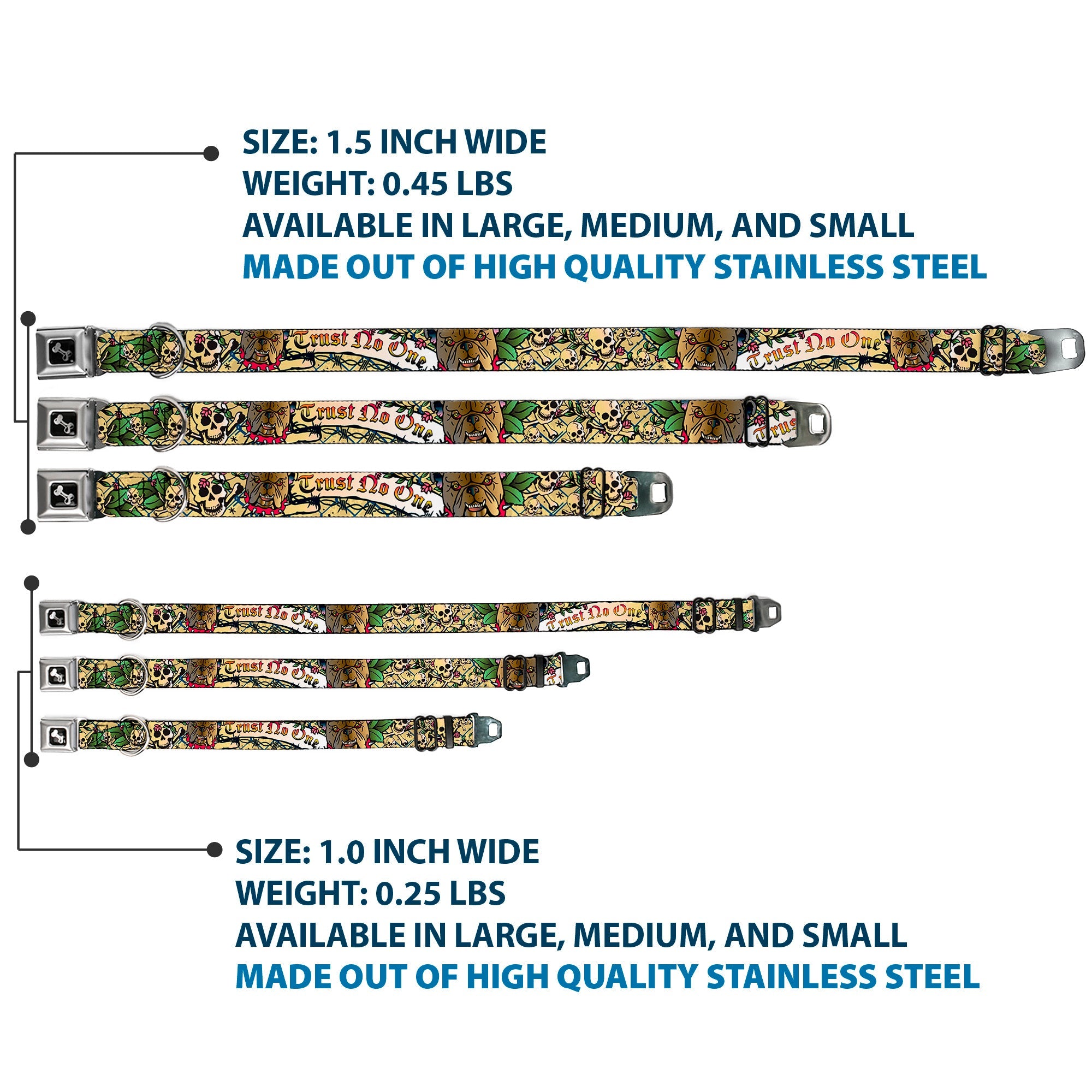 Dog Bone Seatbelt Buckle Collar - Trust No One Tan