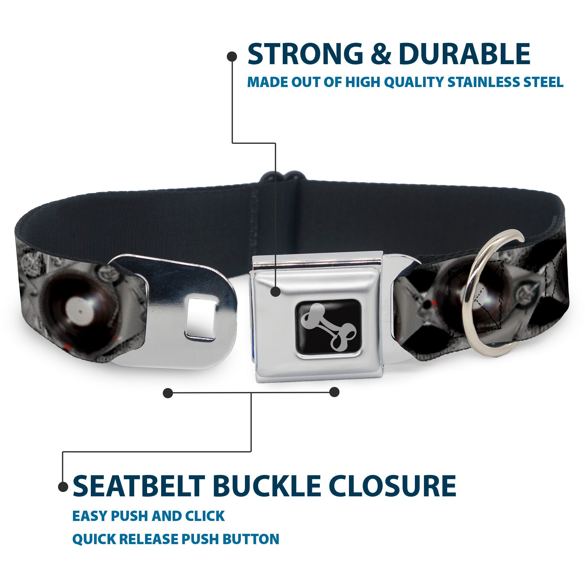 Dog Bone Seatbelt Buckle Collar - Turntables