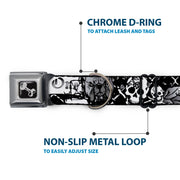 Dog Bone Seatbelt Buckle Collar - Trust No One Black/White