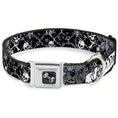 Load image into Gallery viewer, Dog Bone Seatbelt Buckle Collar - Trust No One Black/White
