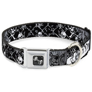 Dog Bone Seatbelt Buckle Collar - Trust No One Black/White